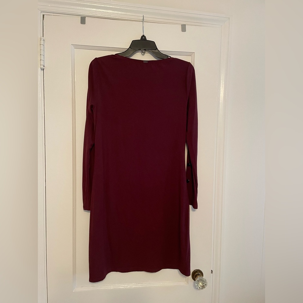 White House Black Market Red Sheath Dress Long Sleeve Bateau Neckline
